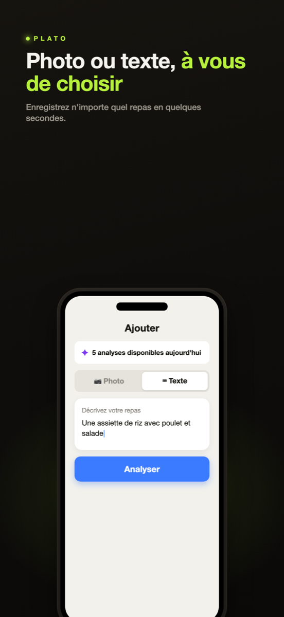 Caméra de Plato cadrant une assiette pour analyse