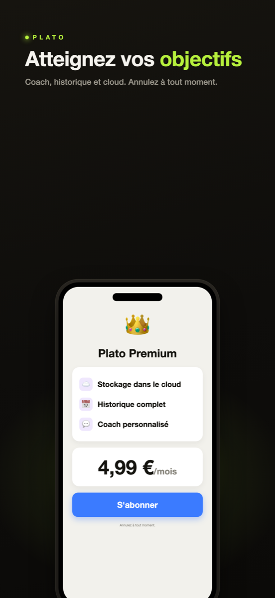 Écran Plato Premium avec le coach personnalisé