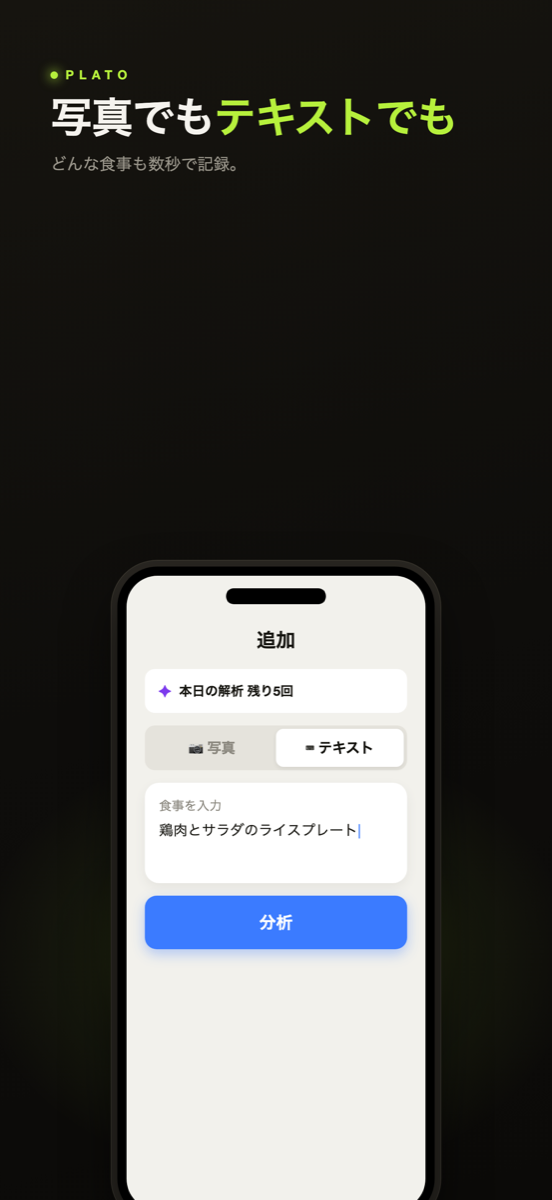 解析のために料理を捉えるPlatoのカメラ